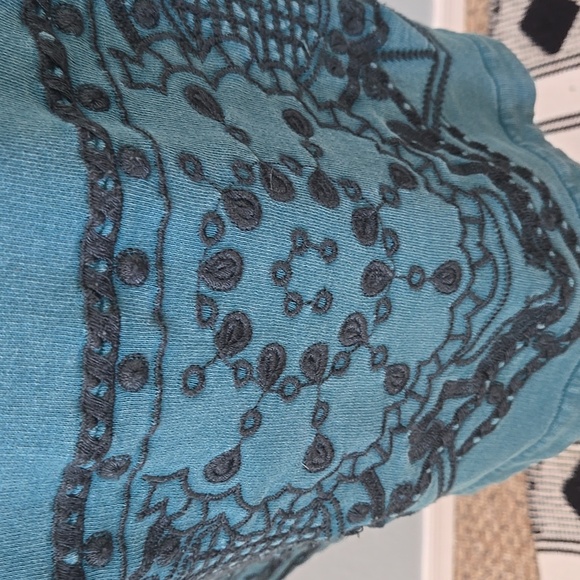 Daily Practice Anthropologie Blaine Embroidered Hoodie Mini Dress Green MEDIUM - Picture 5 of 14